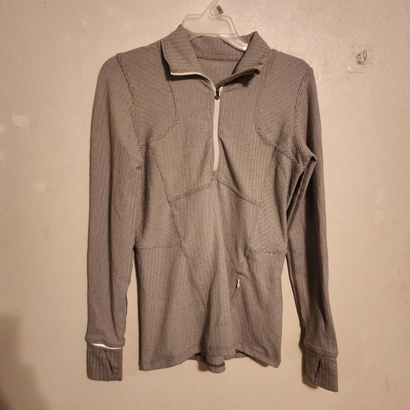 Lululemon Gray Herringbone Quarter Zip Pullover Jacket Size 4 - Picture 1 of 10